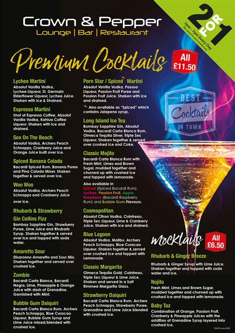 crown casino drink menu